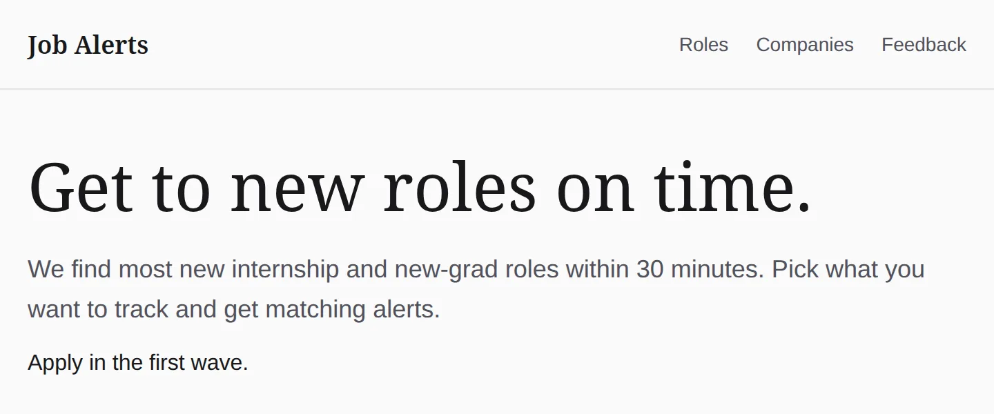 The app's home page: Get to new roles on time.